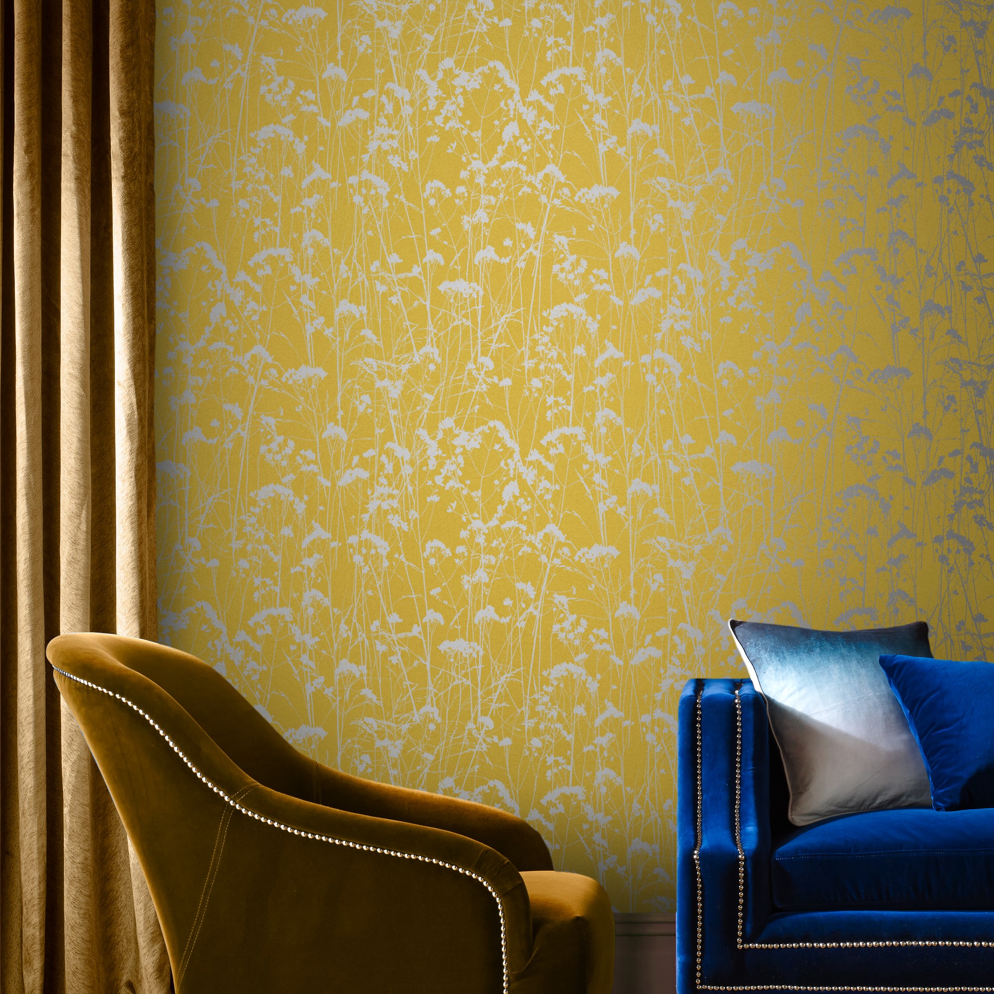 Grace Summer Wallpaper 105458 By Graham Brown In Yellow Metallic